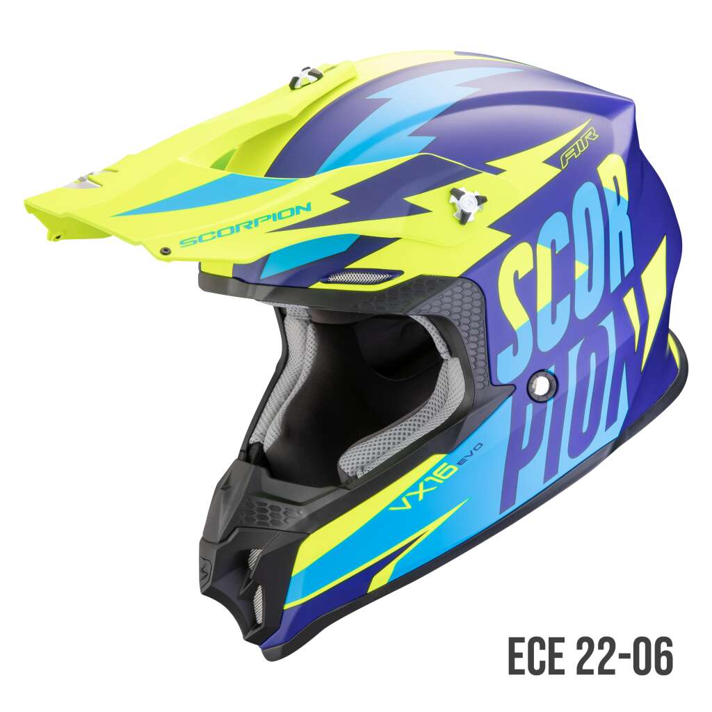 Scorpion Vx Evo Air Slanter Blau Matt Neongelb Profil Hamburg